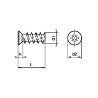 Senk-Euroschrauben KS Z Stahl vernickelt 6,3x15 | 1000...