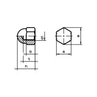 Hutmuttern hohe Form DIN 1587-rostfrei A2 M 6 | 100...