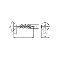 Senk-Blechschrauben KS Z und Spitze DIN 7982C-A2 C 4,2x13...