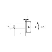 GESIPA Blindniete Grosskopf Alu/A2 5x12 KL 6-8 | 250...