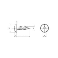 Linsen-Blechschrauben Bund u. Spitz DIN 968C-St znb...