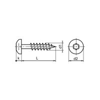 Pan-Head Spanplattenschrauben T30 mit Schaft St znb 6x140/80 | 100 Stück je Packung
