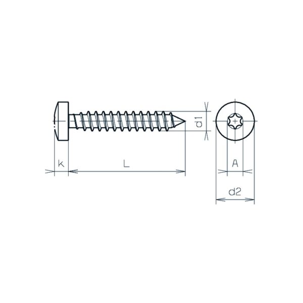 Linsen-Blechschrauben I6rd ISO 14585C-rostfrei A2 C 2,9x13 | 100 Stück je Packung