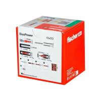 fischer DUOPOWER UniversaldübeL Nylon grau/rot 10x50 | 50 Stück je Packung